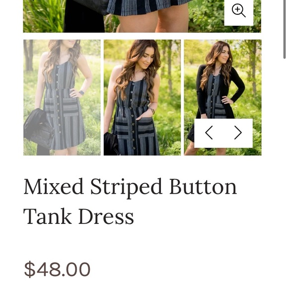 Cute black & white stripped button down style dress. Super cute for fall! - Picture 3 of 3